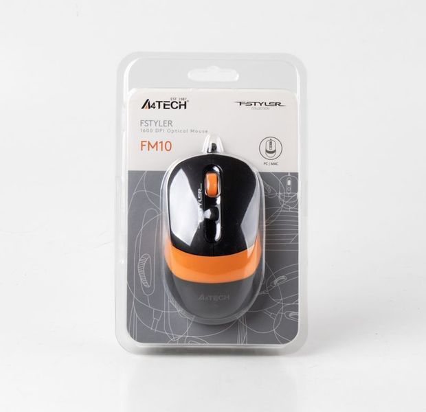 Миша A4Tech Fstyler FM10 (Orange), USB, колір чорний+помаранчевий FM10 (Orange) фото