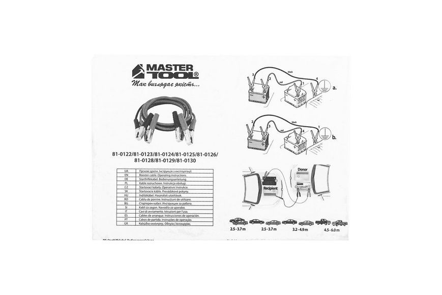 Дроти пускові MASTERTOOL 300 А, 12 В, 3 м, до -40 &deg;C, сумка для зберігання 81-0123 81-0123 фото